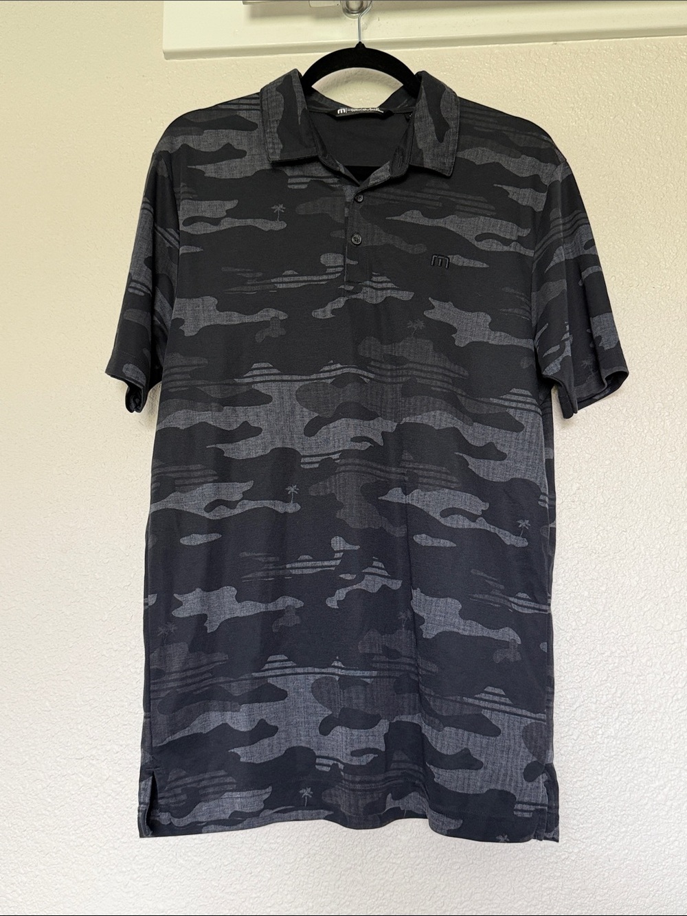 Travis Mathew Black & Gray Camouflage Polo